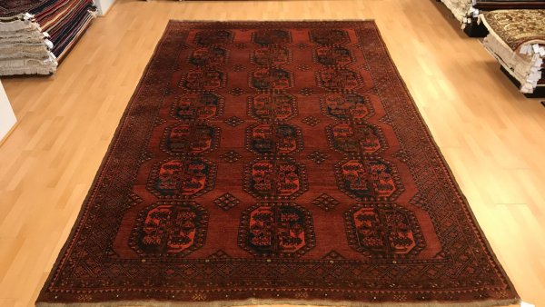 Gammel afgansk bochara semi antik ægte tæppe